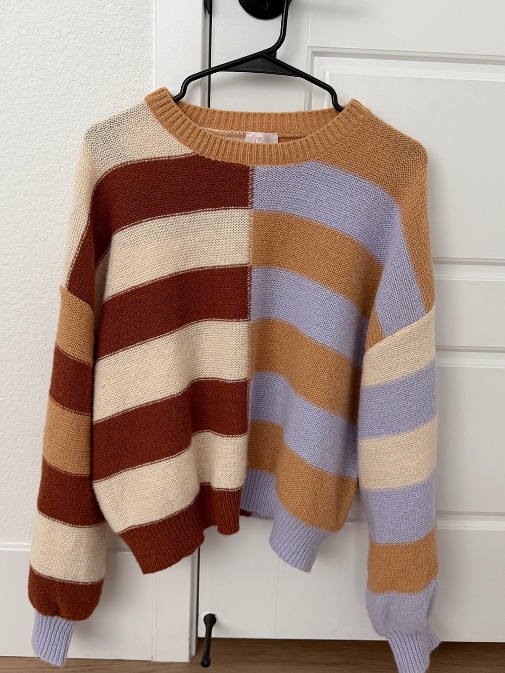 So Me Multi Colored Striped Womens Crew Neck Sweater L - Picture 2 of 5